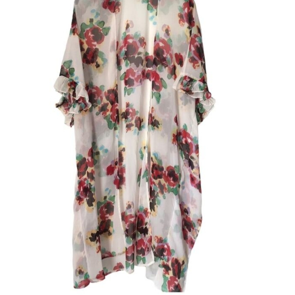 Betsey Johnson Pink and White Sheer Kimono - Picture 2 of 5